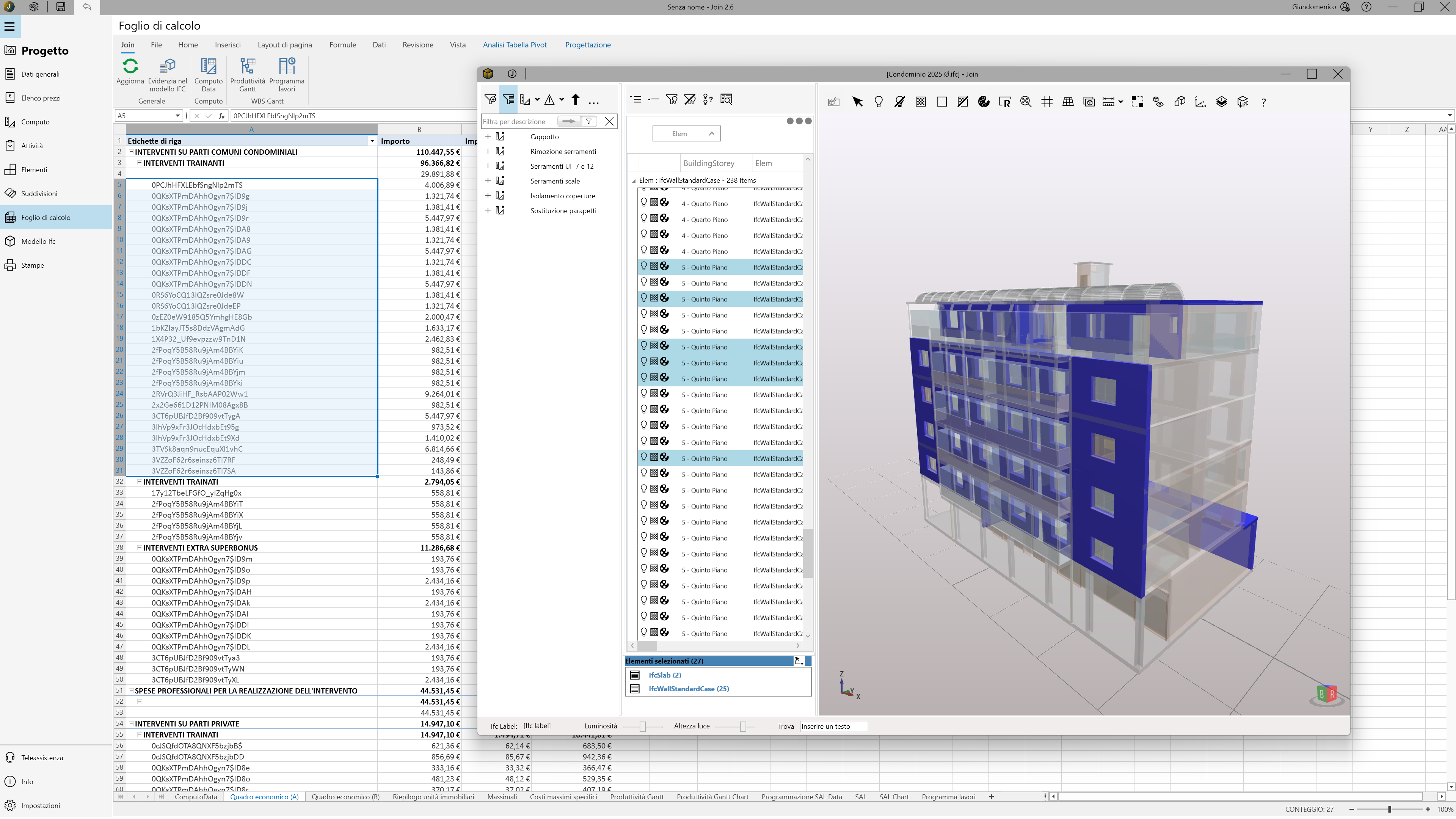 Computo metrico con JOIN (BIM Tool - 3D-4D-5D)